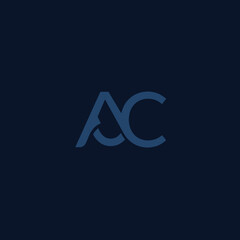 Fototapete - A minimalist logo featuring the intertwined letters 'A' and 'C' in a sophisticated, dark blue hue, set against a deep navy background, creating a sleek, modern visual identity.