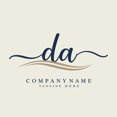 Fototapete - An elegant, calligraphic monogram logo featuring the intertwined letters 'da' in a sophisticated script, perfect for branding and corporate identity.
