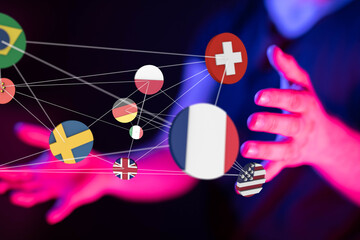 Poster - Image depicting a network of interconnected countries, symbolizing global collaboration and international relations.