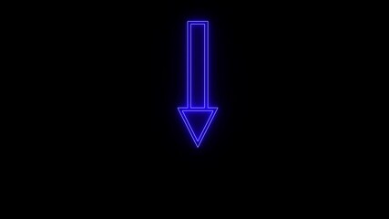 Leinwandbilder - A glowing neon blue downward arrow symbol, a bright 3D illustration of a web design concept