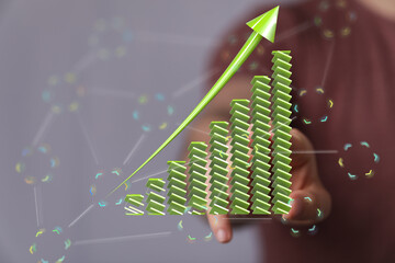 Poster - Stock photo of upward trending graph, symbolizing growth and financial success. Ideal for business, finance, and investment.