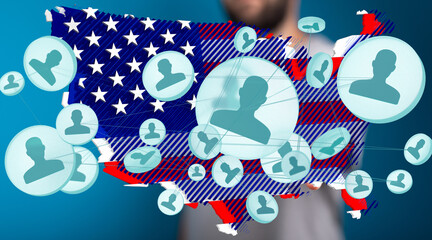 Poster - Visual representation of social network connections across the United States.