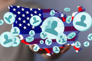 Poster - Visual representation of a nationwide network connecting individuals across the United States.