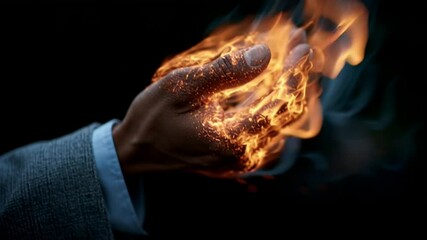 Poster - Hand Igniting With Flames in Dark Surroundings During a Magical Moment Generative AI