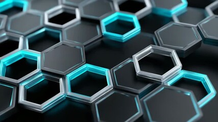 Poster - A close up of a black and blue hexagonal pattern. The blue color is the dominant color of the pattern
