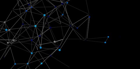 Poster - Digital network graphic.  Abstract background with nodes and connections. Ideal for technology, AI, and connectivity concepts.