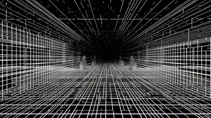 Poster - Digital Landscape With Grid Lines Extending Into Depth Generative AI