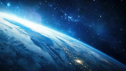 Wall Mural - the earth seen from space with stars twinkling in the background.