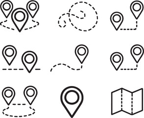 Poster - Navigating the World Icons of Location Markers and Route Indicators Guiding Exploration and Discovery with Map Symbols and Directional Graphics for Travel Journeys