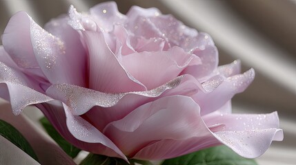 Fototapete - Blooming rose crafted from glowing particles showcases translucent petals, exuding a fantasy aesthetic in a darkly lit environment