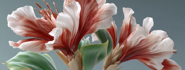 Fototapete - Delicate glass flower showcases intricate petals and light transitions, creating an ethereal effect in a fantasy-inspired setting