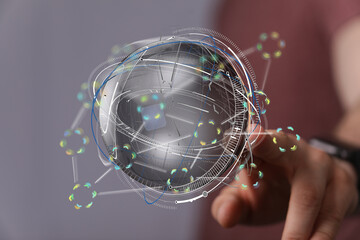 Poster - Futuristic digital globe concept.  Innovation, technology, connection.