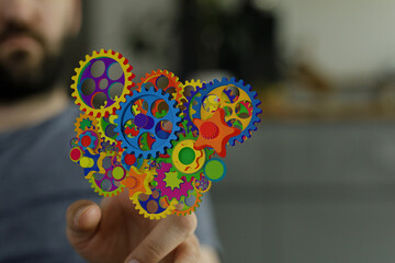 Poster - Abstract image of colorful gears.  Perfect for teamwork, innovation, and technology concepts.