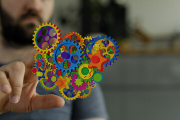 Poster - Abstract image of colorful gears representing innovation, technology, and teamwork.
