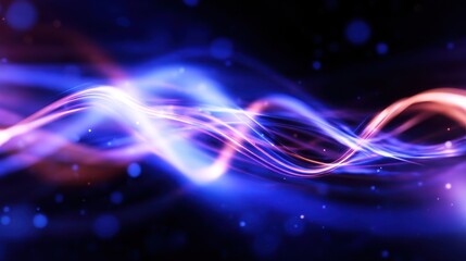 Poster - Abstract light waves in vibrant colors create a dynamic visual effect against a dark backdrop