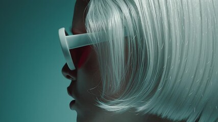 Poster - Unique Fashion Statement With Bold Sunglasses and Striking Hairstyle Generative AI