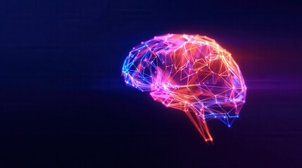 Fototapete - Colorful abstract representation of a brain, showcasing neural connections in a digital environment