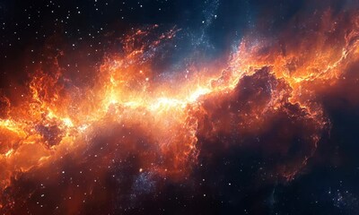 Wall Mural - Fiery Nebula: Cosmic Dance of Light and Dust