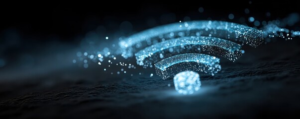 Poster - Illuminated digital wifi signal conceptualizing wireless connectivity and advanced technology
