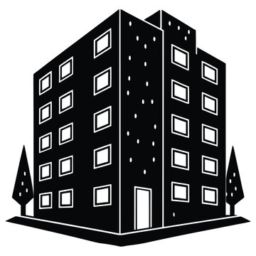 Apartment Building single vector shilhouette 