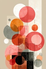 Poster - Abstract artwork with overlapping colorful circles and geometric patterns