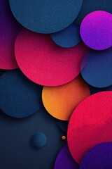 Poster - Abstract composition with colorful overlapping circles on a dark background