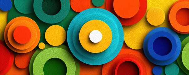 Poster - Colorful abstract background with overlapping circular patterns in bright hues