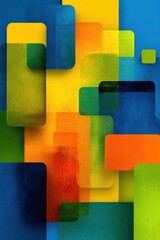 Poster - Abstract multicolored pattern with overlapping translucent rectangular shapes and textures