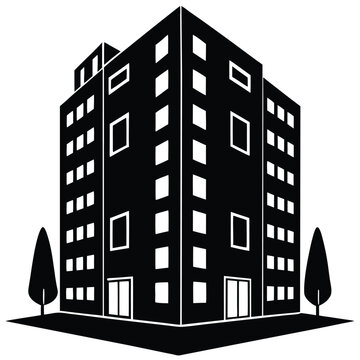 Apartment Building single vector shilhouette 