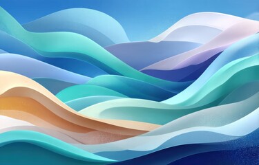 Poster - Abstract waves of pastel colors forming a serene visual pattern