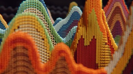 Poster - Colorful Wave Patterns Made of Beads Displayed in an Intricate Design Generative AI