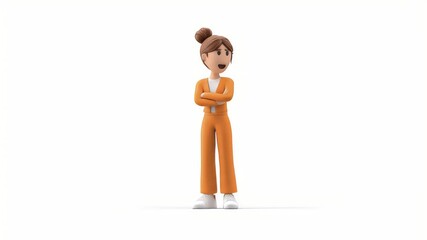 Poster - Animated Woman Character with Arms Crossed, Expressing Doubt and Uncertainty