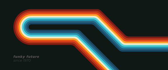 Poster - A rounded, retro-inspired abstract design featuring vibrant, colorful lines. Vector illustration.