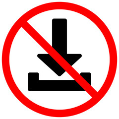 Poster - No Downloading Symbol with Red Circle and Slash on White Background