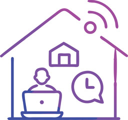 Leinwandbilder - Work from Home Icon Set with Computer and House