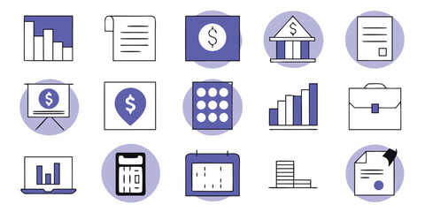 Fototapete - Mega Set of Trendy Line Style Business Icons