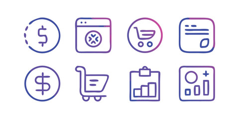 Fototapete - Trendy Line Style Business Icon Set with a Cat Illustration featuring a modern design suitable for various business and creative projects available in CMYK color