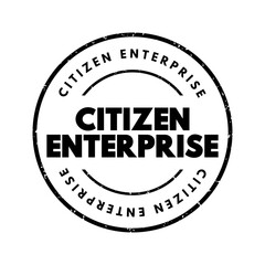 Aufkleber - Citizen Enterprise - businesses that practice corporate social responsibility, text concept stamp