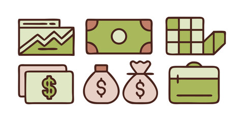 Fototapete - Comprehensive business icon set in a trendy line style perfect for websites apps presentations and marketing materials offering a modern and professional visual language for