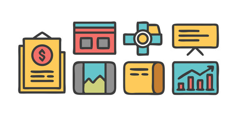 Fototapete - Trendy Line Style Business Icon Set A comprehensive collection of modern minimalist icons perfect for websites apps presentations and graphic design projects covering various business