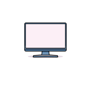 Vector art of a modern computer monitor with a blank screen is displayed