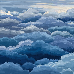 Poster - Stylized Cloud Shapes in Seamless Pattern for Flat Vector Design