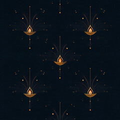 Poster - Stylized Diya Pattern with Sparkles on Dark Background for Festive and Decorative Designs