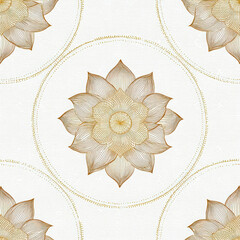 Poster - Stylized Thai Lotus Spiral Pattern Design with Elegant Lines in a Seamless Layout for Background or Textile Use