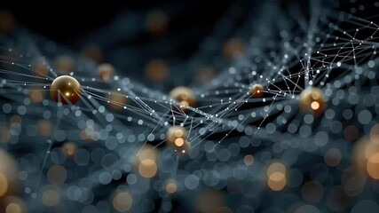 Poster - Abstract visualization of an artificial neural network with glowing nodes and connecting strands