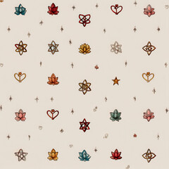 Poster - Seamless Pattern Featuring Symbolic Thai Elements of Love and Destiny in an Artistic Design