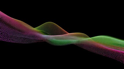 Fototapete - Abstract Colorful Wave Design with Dots on Black Background