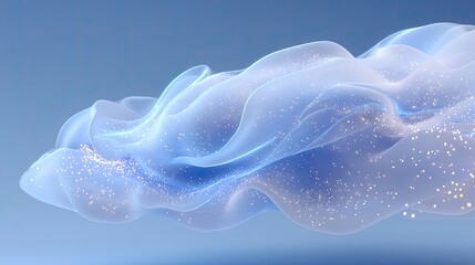 Poster - Ethereal Flowing Wave with Sparkles on Soft Blue Background