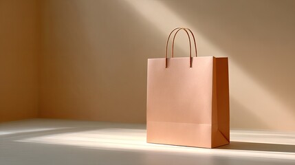 Poster - Elegant Brown Paper Bag with Handles in Minimalist Interior Light