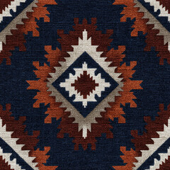 Poster - Detailed Seamless Thai Tribal Pattern Featuring Textile Elements in Bold Colors and Unique Geometric Shapes